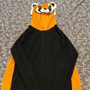 Black and Orange Animal Hooded Women's Onesie